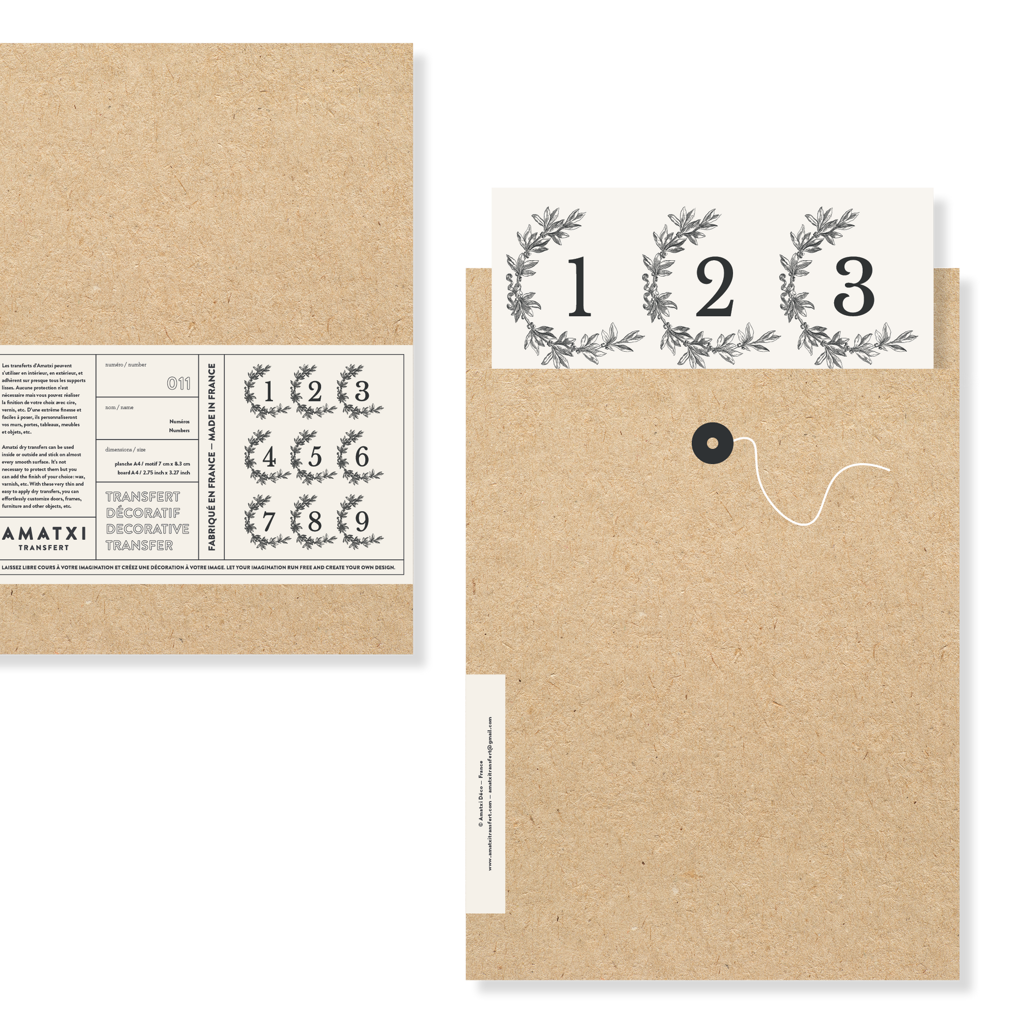 Transfert décoratif  Amatxi transfert Numéros packaging